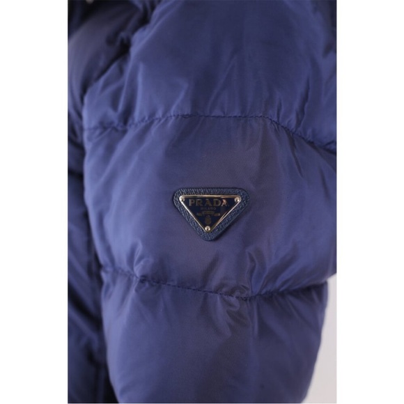 Prada Slimming Down Puffer Jacket w/ Hood Size 42 Medium Blue - Picture 6 of 10